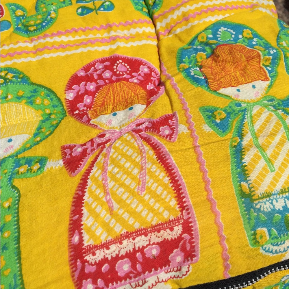 Vintage girls sleeping bag blanket calico doll